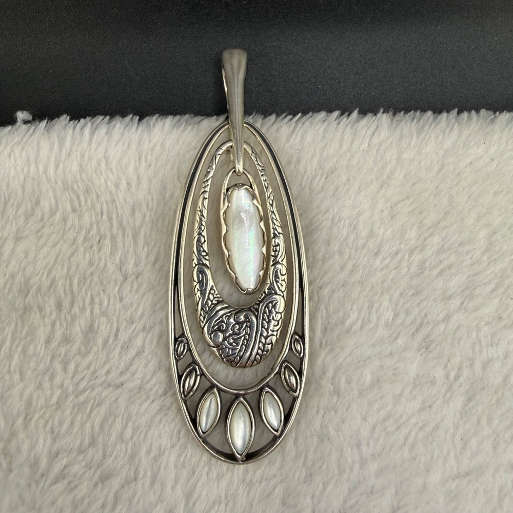 Vintage Carolyn Pollack Relios Sterling Silver Pendant Abalone Mother of Pearl